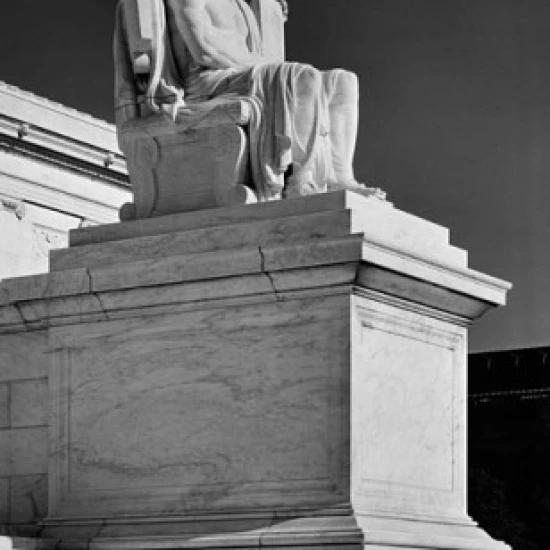 Low angle view of a statue in front of a government building US Supreme Court Washington DC USA Print (18 x (18 x 24)