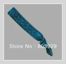 Elastic Turquesa Glitter Cabelo Ribbon Ties 5/8 “Fita De Veludo Metálico Laço de Cabelo Laço de Cabelo Das Mulheres
