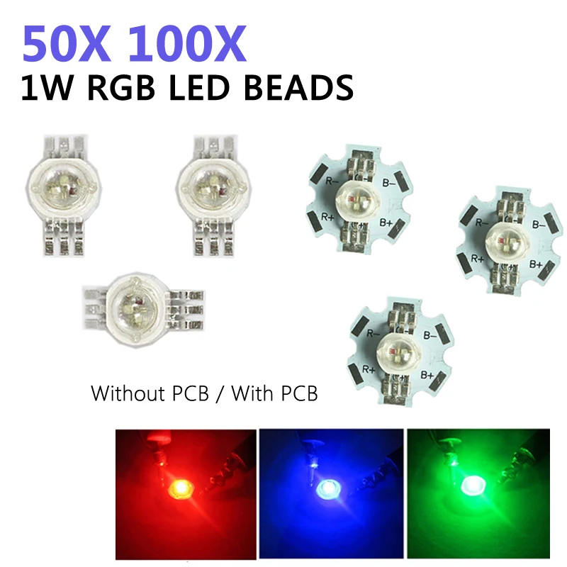 50/100 pcs SMD с кулоном в виде звезды PCB DIY круглые 1 Вт Мощный RGB светодиодный