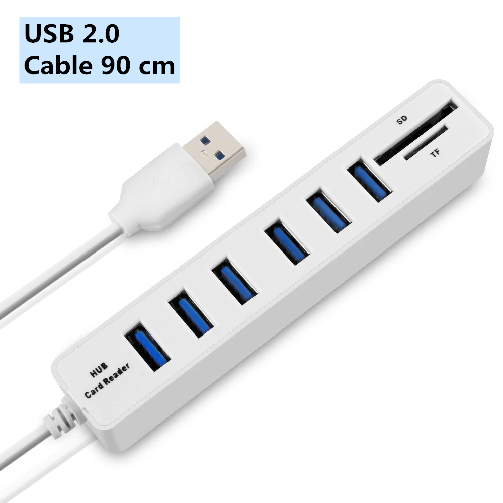 IMice usb-хаб 3,0 Мульти USB 3,0 концентратор разветвитель порт 3/6 несколько USB Hab SD кард-ридер высокоскоростной Usb комбо для компьютера ноутбука - Цвет: USB2.0 White-6port