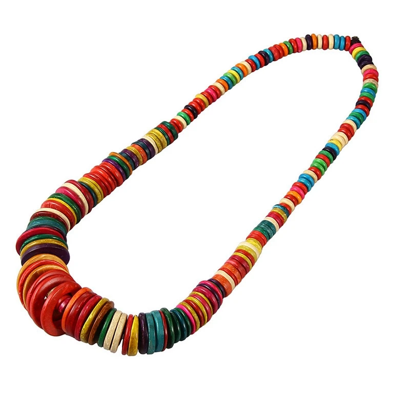 

2018 new hypergeometric coconut shell handmade beads necklace Bohemia long fashion accessories necklace