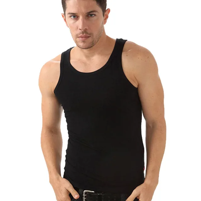 New 100% Cotton Summer Bodybuilding Men Tank Tops Solid Color Casual O ...