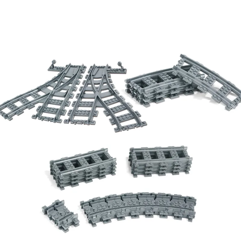 

City Trains Train Flexible Track Rail Crossing Straight Curved Rails Building Blocks Bricks Kids Toys Compatible With Legoingly