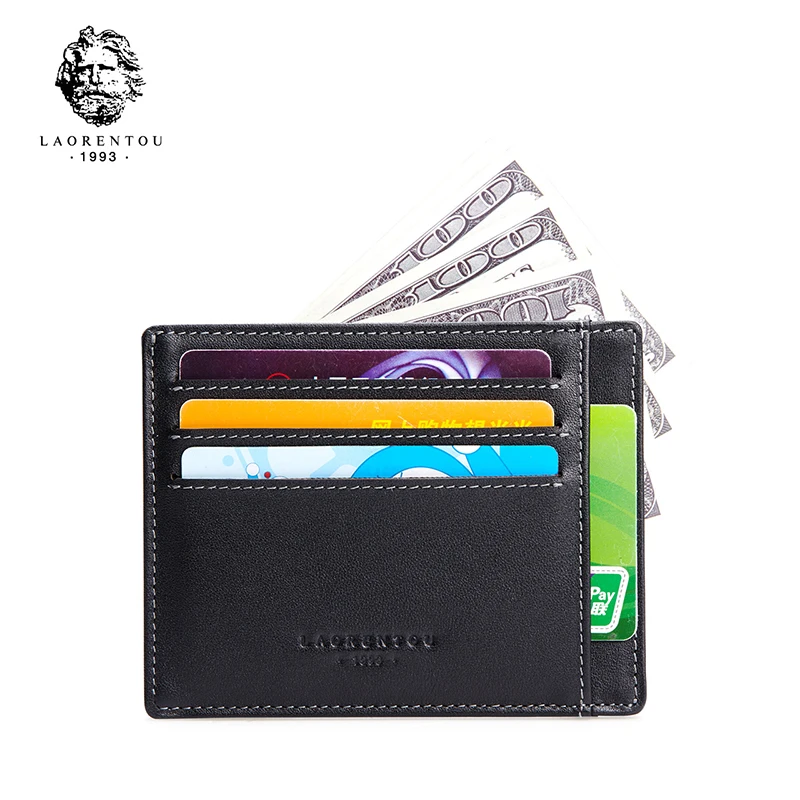 

Laorentou Genuine Leather Men Wallet With Card Slot Soft Leather Fashion & New ID Card Holder Thin Credit Card Case Slim Purse