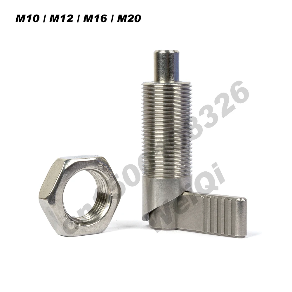 Stainless Steel Knurled Plungers Locking Spring Screw Indexing Plungers Lever Type With Lock Nut Fine Thread M10*1 M12*1.5 M16*1.5 M20*1.5
