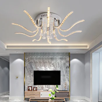 

NEO Gleam Chrome Plated Finish Crystal RC Modern Led Ceiling Lights For Living Room Bedroom Sutdy Room Dimmable Ceiling Lamp