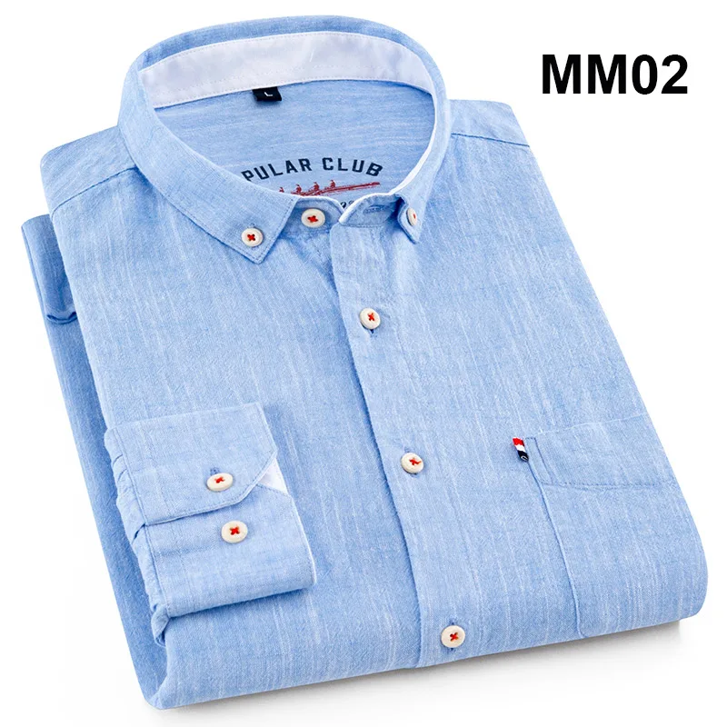 Новое поступление, высококачественные мужские рубашки из хлопка и льна с длинным рукавом, Модная приталенная Мужская рубашка, брендовая одежда DS256 - Цвет: MM02