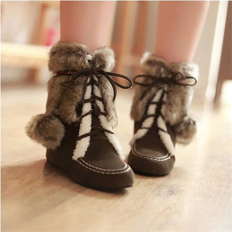 

ENPLEI Winter boots Women's warm Fur snow boots short boots ski Lace-Up shoes 33-44