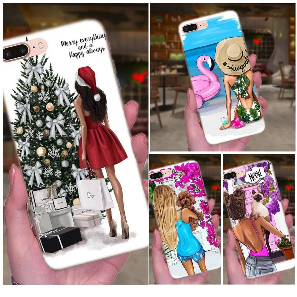 

Vogue Christmas Girl Pattern Phone Case For LG Nexus 5 5X G2 G3 mini spirit G4 G5 G6 K4 K7 K8 K10 2017 V10 V20 V30 Stylus