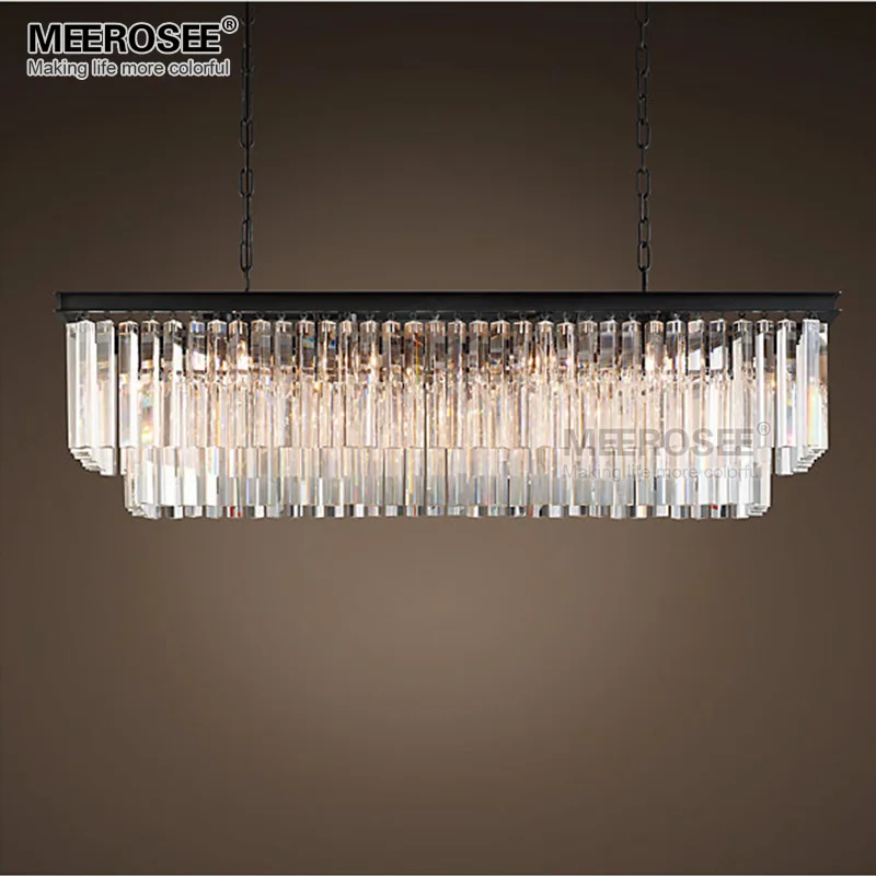 

Modern Crystal Pendant Light Fixture Rectangle Crystal Hanging Lamp Popular Crystal Drop Lamparas Lving room Hotel Project Cafe