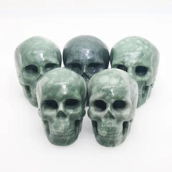 

Randomly Send 1pc 2.8"GREEN JASPER Handmade Carved Crystal Skull Crystal Realistic Crystal Healing Furnishing Articles Figurine