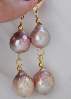 

hot sell new - free shipping 13378 3line round lavnder keshi reborn freshater pearl dangle earring