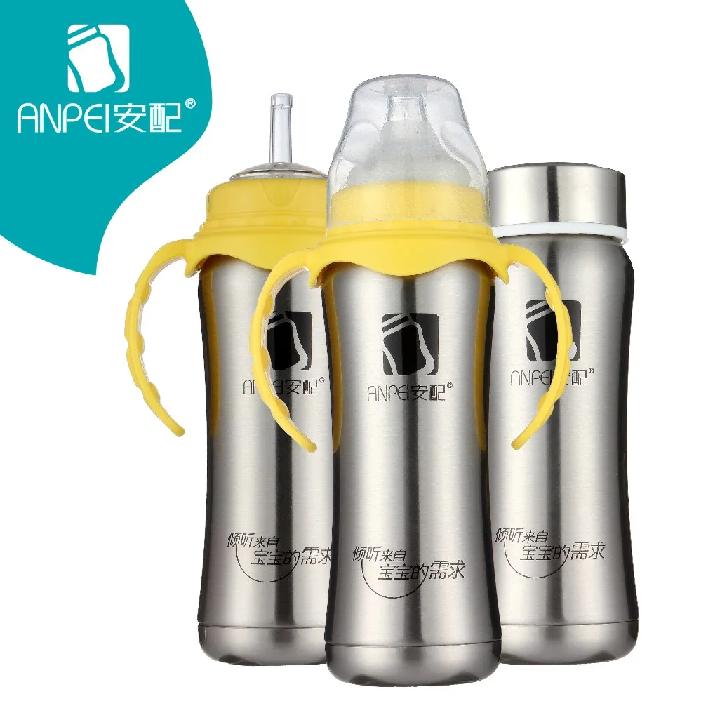 ANPEI 220ML Double isolation en acier inoxydable avec poignée automatique paille 3-en-1 multifonction biberons