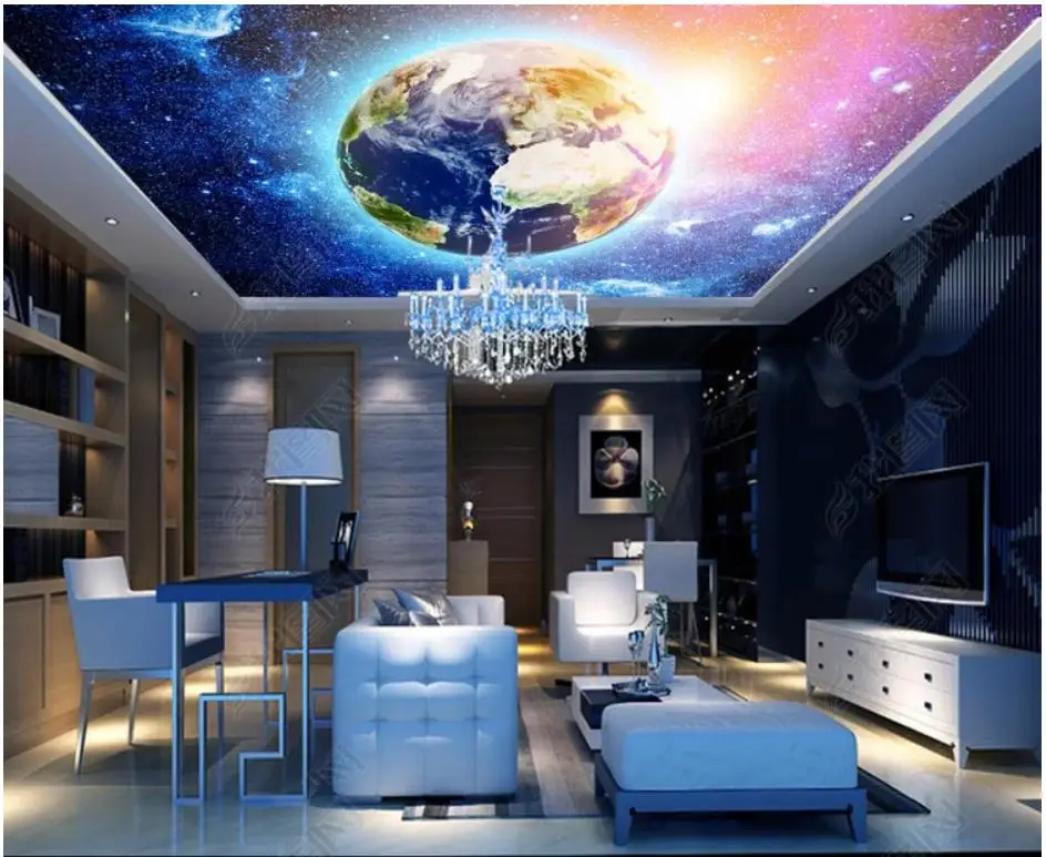 

Custom ceiling wallpaper 3d ceiling murals Cloud starry sky zenith mural wall papers for living room