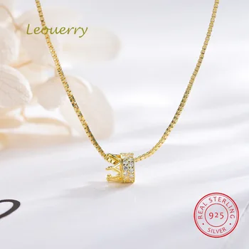 

Leouerry Crown Zircon Pendant Necklace for Women 18k Gold Plated Short Clavicle Chain Choker 925 Sterling Silver Jewelry
