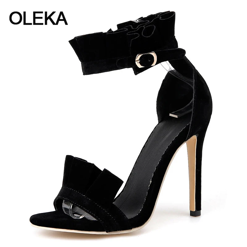 Oleka 2018 Новые женские босоножки сладкий пляжная обувь 10 см тонкий высокий каблук