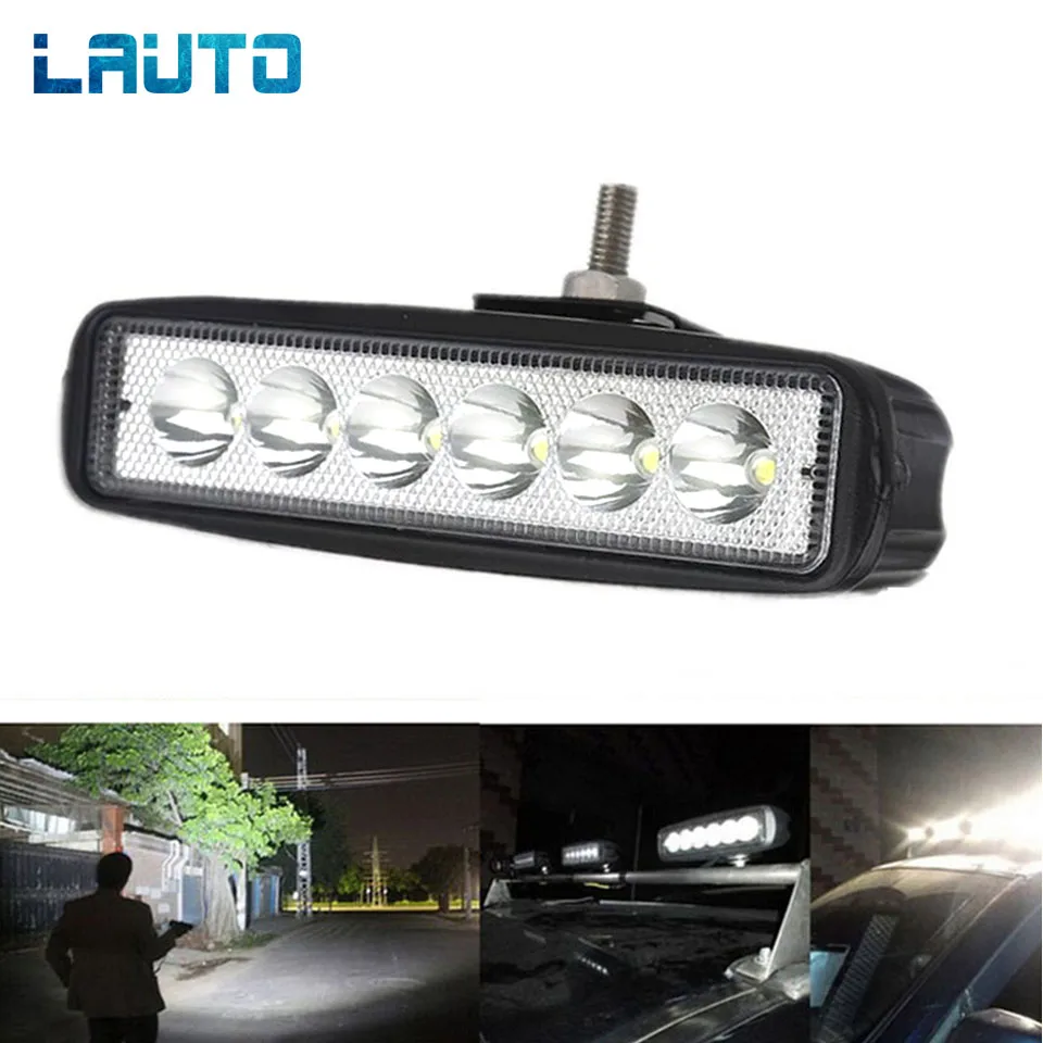 

LAUTO 18W LED Work Light Bar 12V Plastic Shell Worklight Spotlight Lamp Off Road Vehicles LED Work Car Light for Ford Toyota SUV