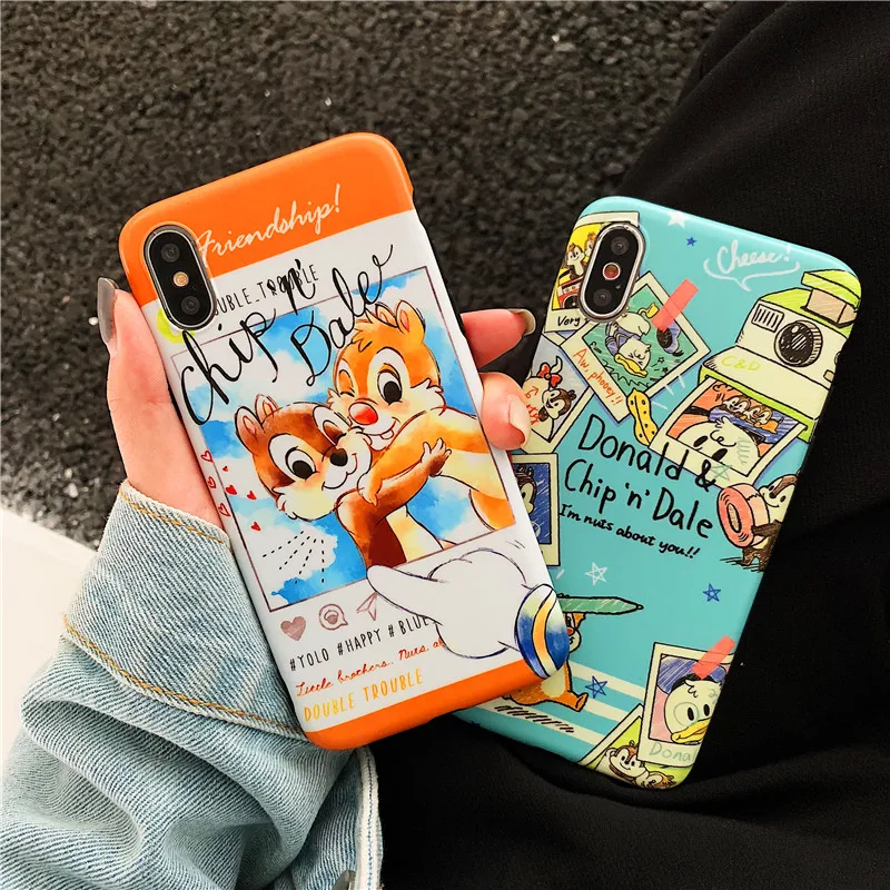 

Chip n Dale Case For iPhone 6 6S 7 8 Plus Cute Cartoon Matte Scrub TPU Silicone Case for iPhone X XS Max XR S Soft Back Cover