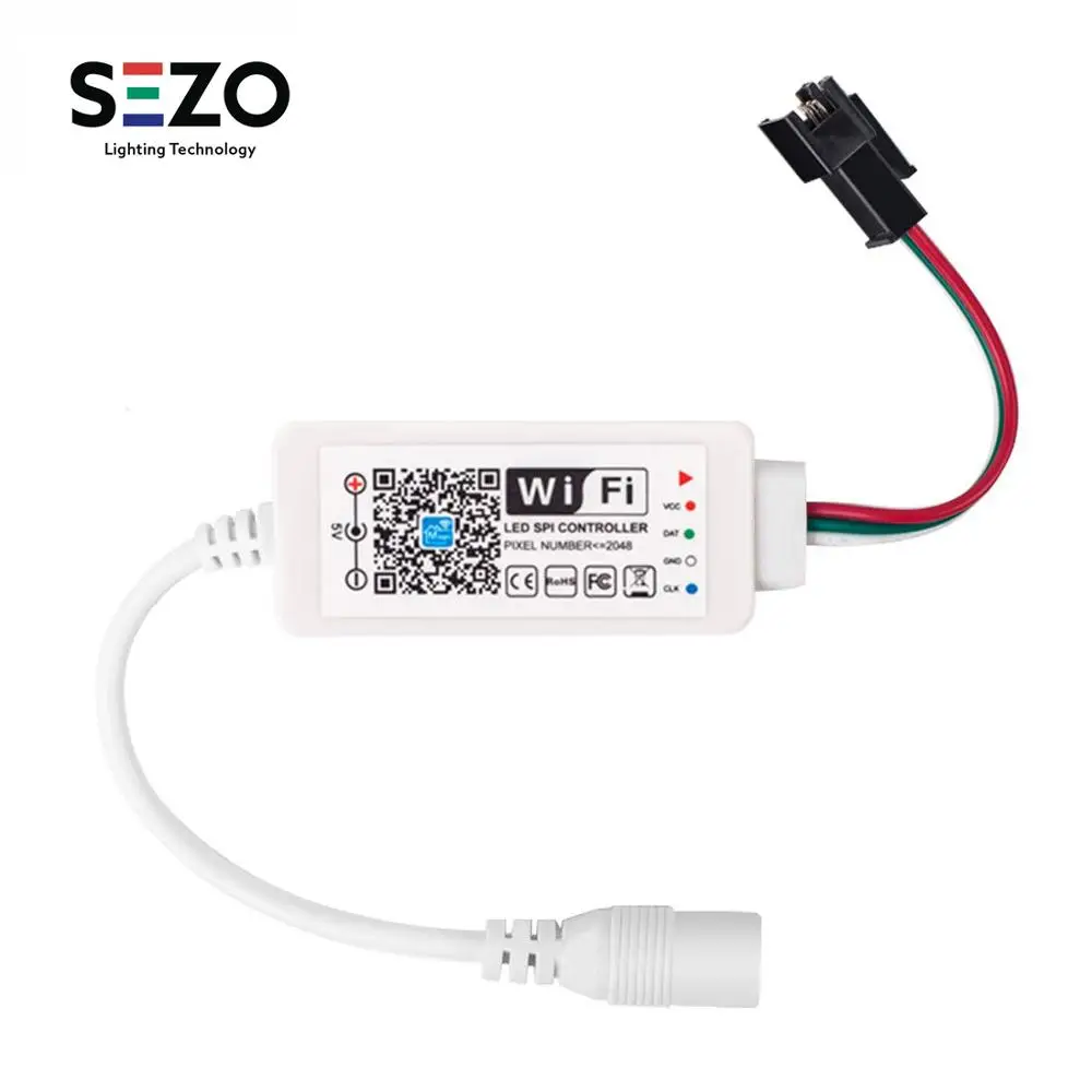 

DC5-24V WS2811 WS2812B RGB LED Strip Mini Wifi Light Controller Google Phone Smart Amazon Alexa Voice IOS/Android APP Controller