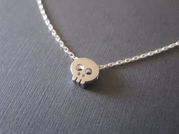 

10PCS- Tiny Skeleton Skull Necklace Cute Simple Animal Sugar Skull Face Head Necklace The Punisher Necklaces for women