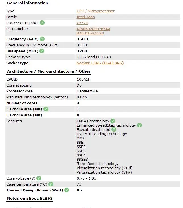 laptop processor Intel Xeon Processor X5570 (8M Cache, 2.93 GHz, 6.40 GT/s Intel QPI) LGA1366 Desktop CPU laptop cpu