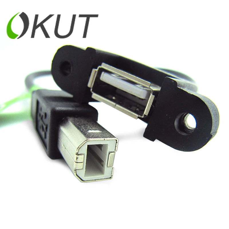 5pcs/lot 0.3m1m USB2.0 Female to USB2.0 Male Socket Printer Panel Mount
