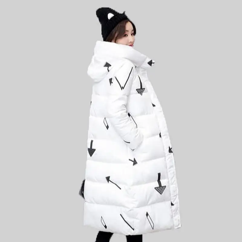 2017 font b women b font winter cotton hooded down padded knee font b jacket b