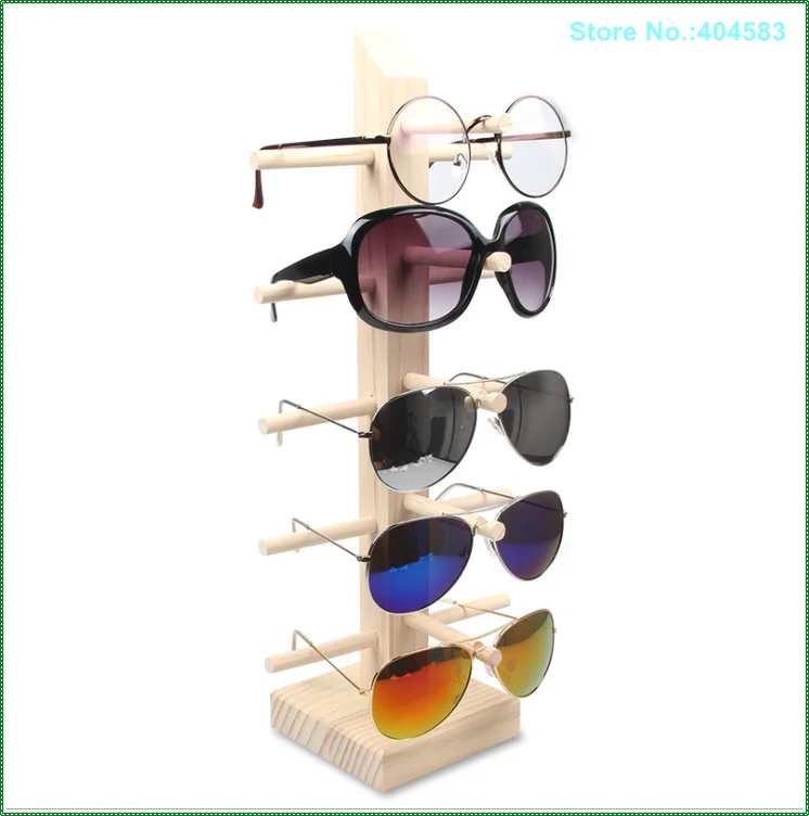 

Free Shipping 2 pcs 5-Pair Cheap Environmental Popular Detachable Tree Grain Wood Spectacles Display Stand Holder Organizer Prop