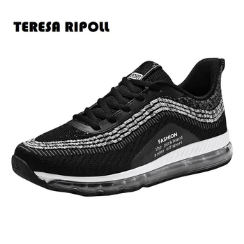

TERESA RIPOLL Men Sneakers Air Cushion Men's Sport Casual Shoes High Quality Mesh Lace up Running Flats Shoes Big Size 39-48