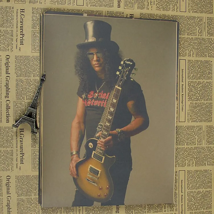 Guns N плакат с розами ВИНТАЖНЫЙ ПЛАКАТ Slash рок-гитарист живопись Мастер ретро плакат Поющая звезда Плакат домашний декор