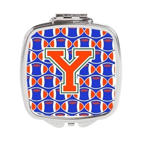 Carolines Treasures CJ1083-YSCM Letter Y Football Green Blue & Orange Compact Mirror (1)