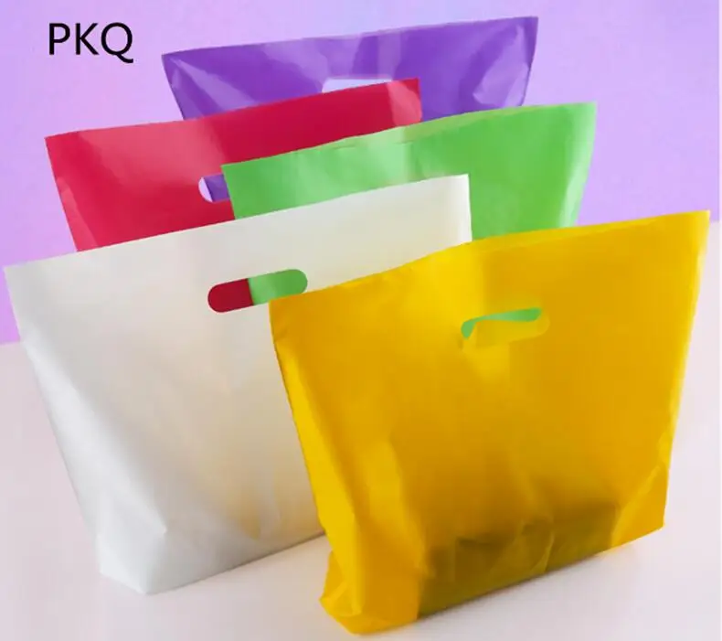 

10pcs Small large plastic bags with handle custom gift bags Plastic Shopping Bags with Handle promotion Packing Bag