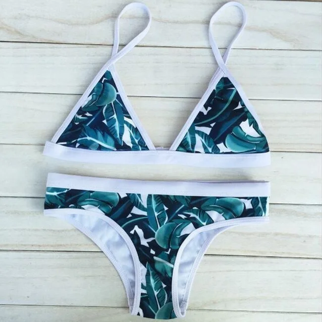 

Newly Design Retro Style Simple Model Brazilian Sexy Printing Swimsuit Bikinis Halter Padded Feminino Swimwear FMS19