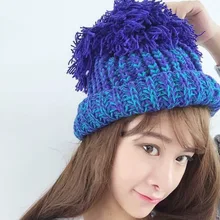 Лидер продаж, теплая Толстая вязаная шапка, женские шапки, большой шар, Toucas Skullies, зимние шапки для женщин, 4 цвета на выбор