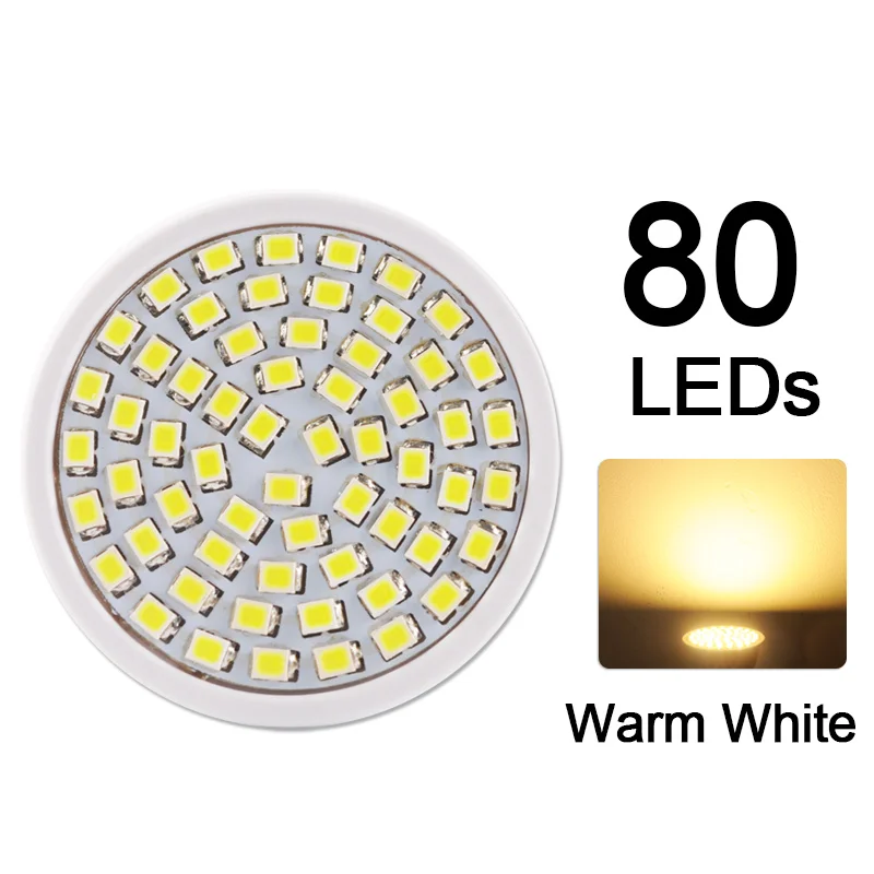 Kaguyahime E27 Gu10 Mr16 Светодиодный точечный светильник светодиодный светильник для выращивания/теплый/белый AC 220V 110V Светодиодный светильник 3W 4W точечный светильник полный спектр - Испускаемый цвет: Warm White 80LEDs