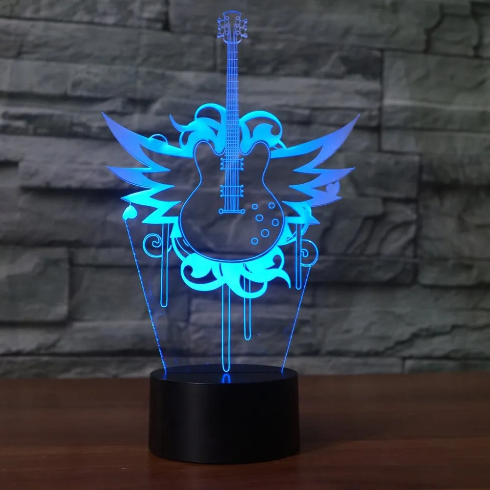 

7 Color Change Creative Guitar Desk 3D Led Lamp Atmosphere Decor 3D Light Fixture Touch Switch Fashion Nightlight
