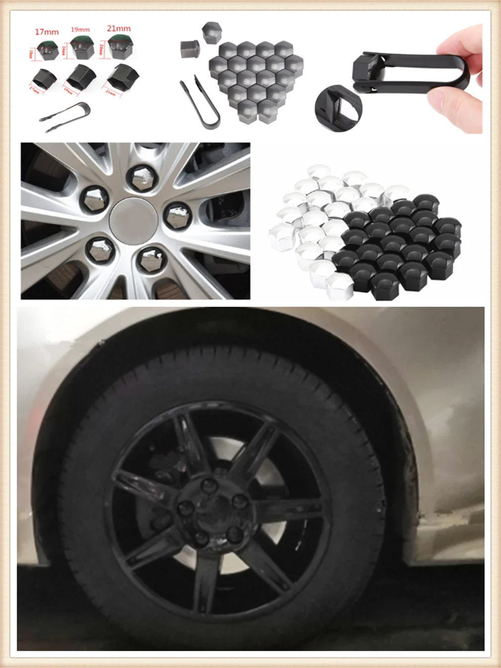 auto shape 20pcs car wheel cover screw protector nut dustproof 17 19MM for Toyota VIOS LAND CRUISER PRADO COASTER highlander