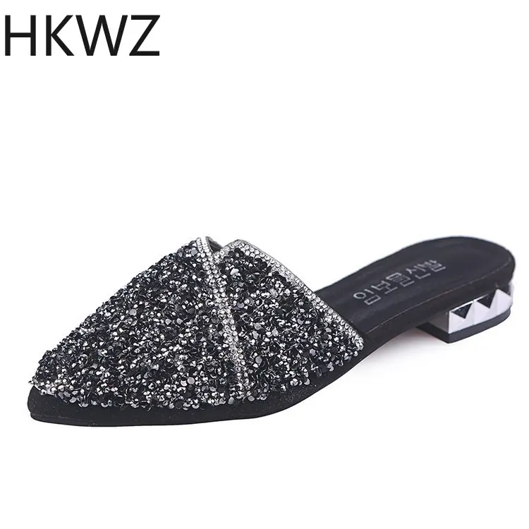 

Pointed sequined slippers female 2019 spring and summer new wild Korean version of the semi-draft head women shoes fashion shoes