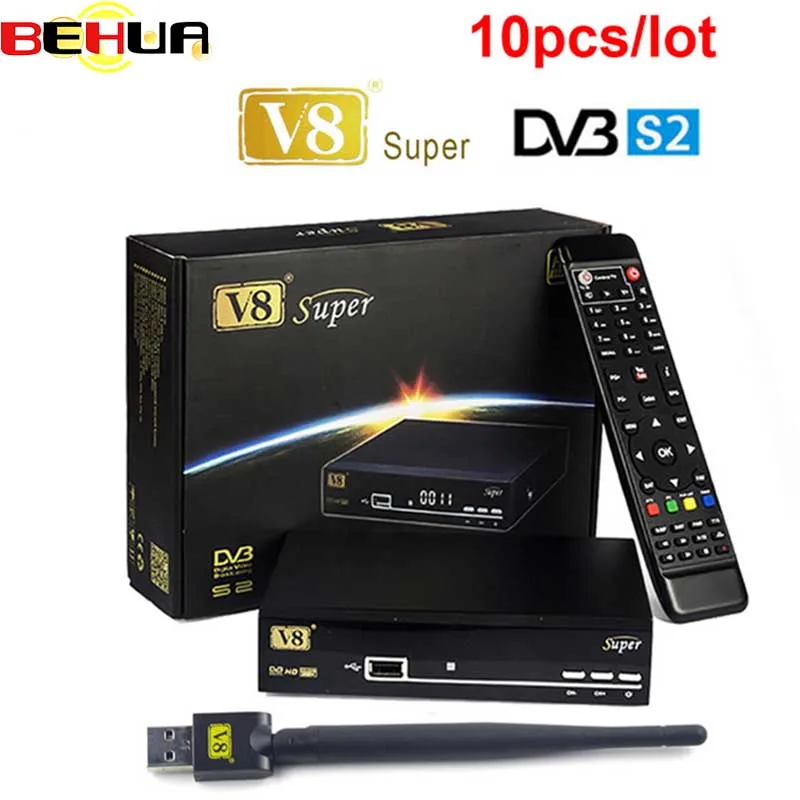 

[Genuine] 10pcs V8 Super nova& USB Wifi DVB-S2 Satellite TV Receiver Support PowerVu Biss Key clines Newcamd Youtube Youporn
