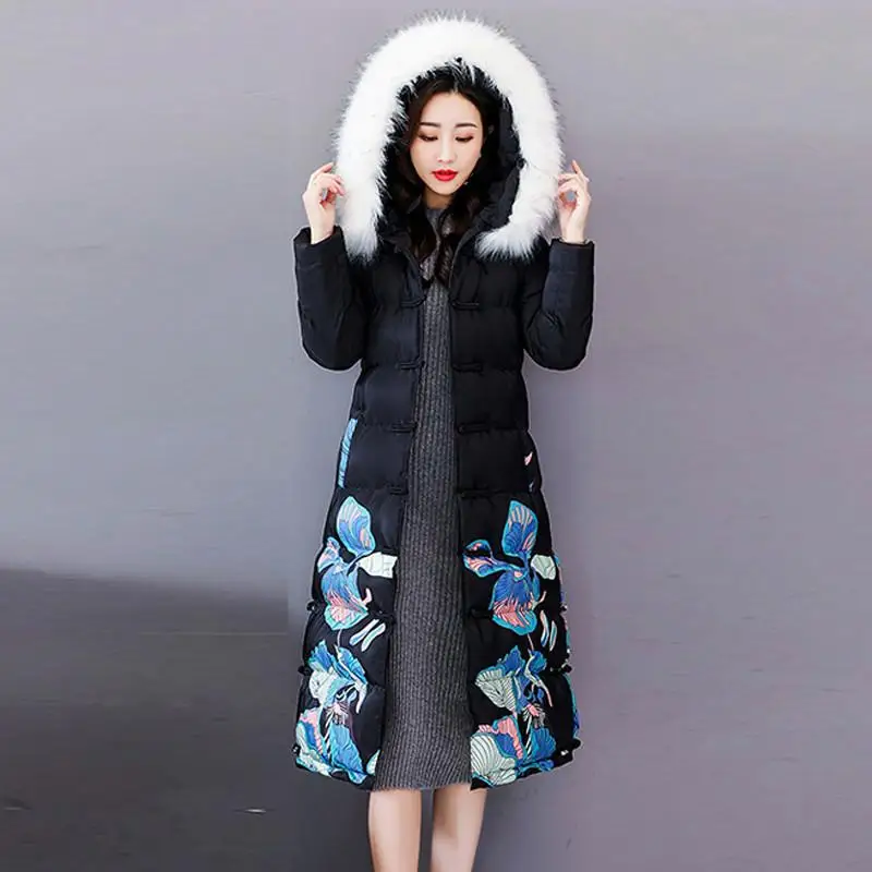 Red Femme Femmes Veste 4xl De Imprimé Vers Fourrure Chaud D'hiver Bas black Taille Plus Nationale La Rétro Survêtement Long Le Manteau Dame Épais À Fleur white V363 Capuchon qgwr4qxXI