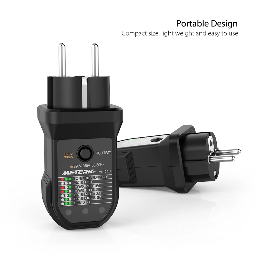 Meterk Расширенный УЗО электрическая розетка тест er автоматический нейтральный живой Заземленный провод тест электрической цепи полярности детектор ЕС/США штекер