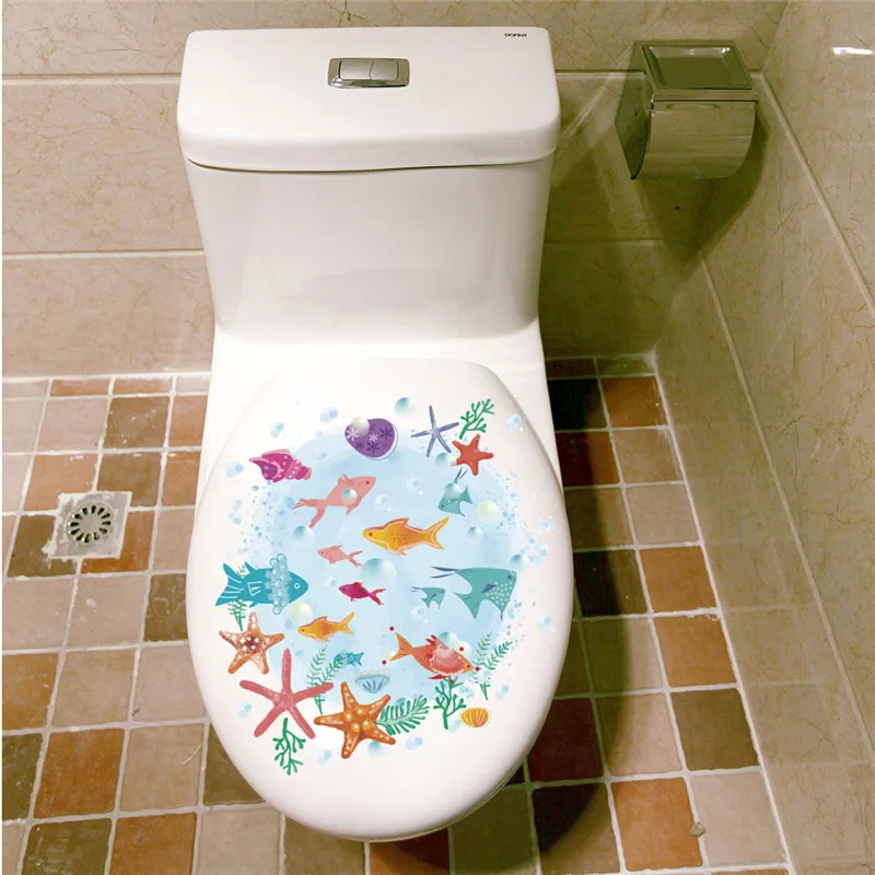 

underwater starfish bubble fish toilet bathroom wall sticker decals home decoration refrigerator window