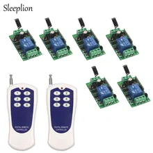 Sleeplion DC 12V 10A Relay 1CH wireless 6-key Remote Control Switch Transmitter+6 Receiver 315MHz/433MHz