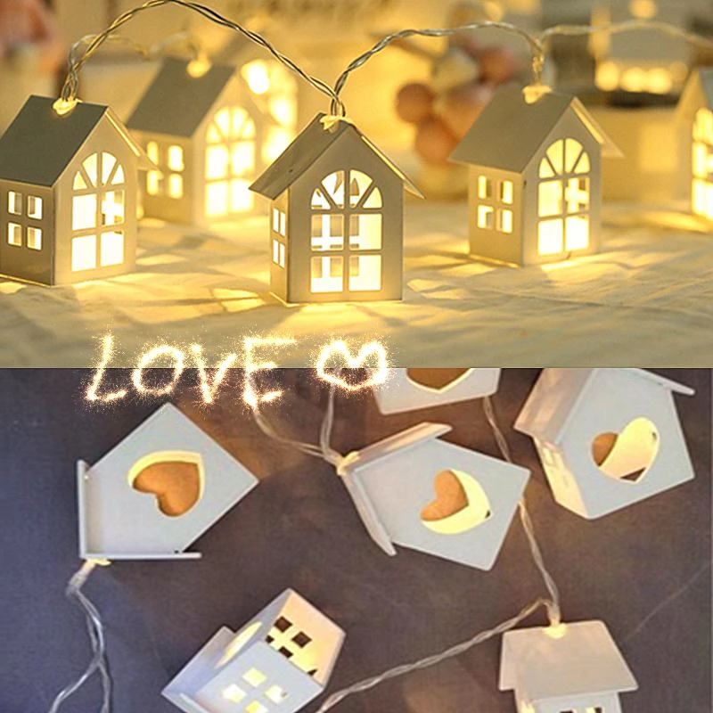 Günstige LED Girlande Holz Haus String Licht LED Liebe Fee Lichter 10LED Zimmer String Lampen Garten Hochzeit Party Urlaub Dekoration