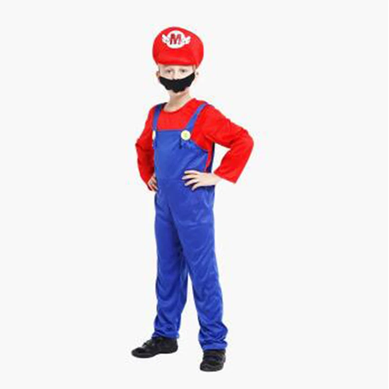 Косплэй взрослых и детей Super Mario Bros Косплэй танцевальный костюм комплект Дети Halloween Party Марио и Луиджи костюм для детей подарки