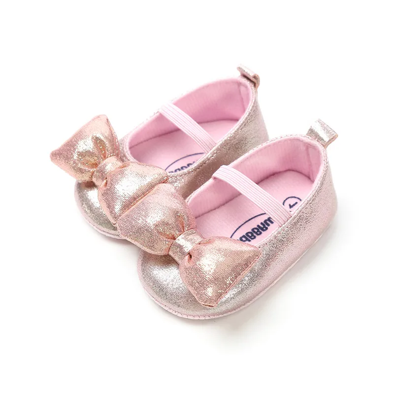 

Princess Baby Girls Shoes Newborn Toddler Kids Booties Party Bowknot Soft Sole Crib Shoes Glitter Anti-slip First Walker 0-18M