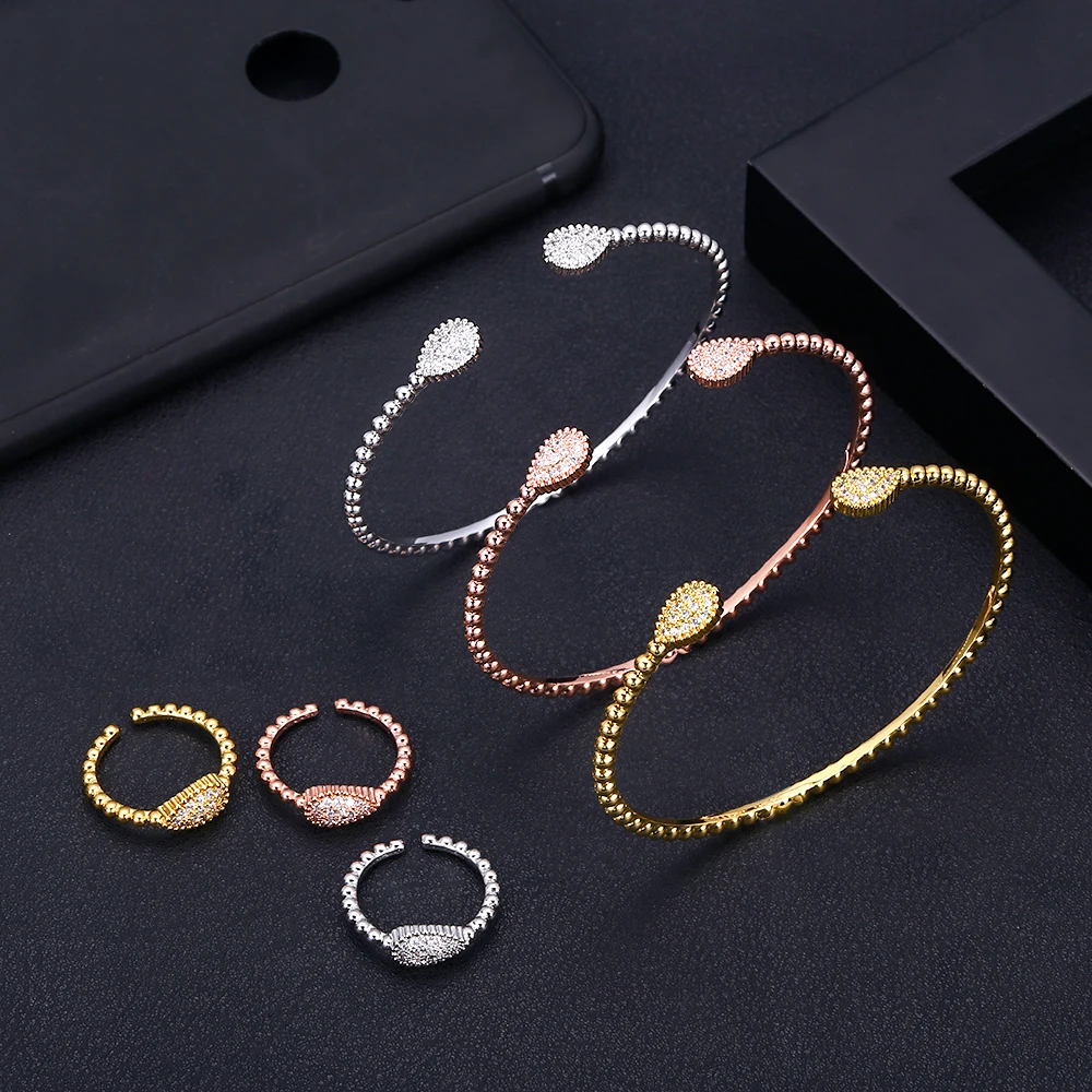 Jankely роскошный водный браслет в форме капли кольцо наборы Мода Дубай серебряные свадебные комплекты украшений для женщин Свадебные brincos para as mulheres
