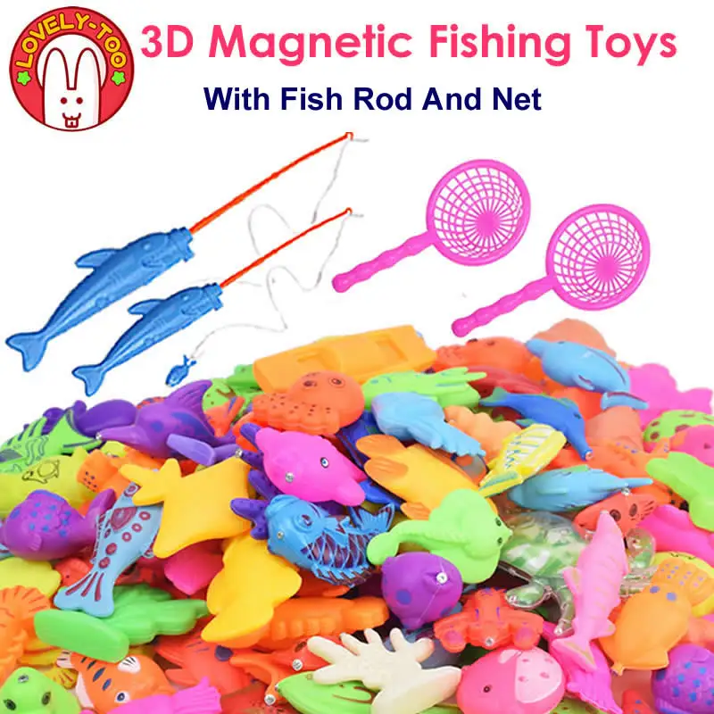 

Lovely Too Magnetic Fishing Toy Plastic Fishes With Rod Educational Toys For Children