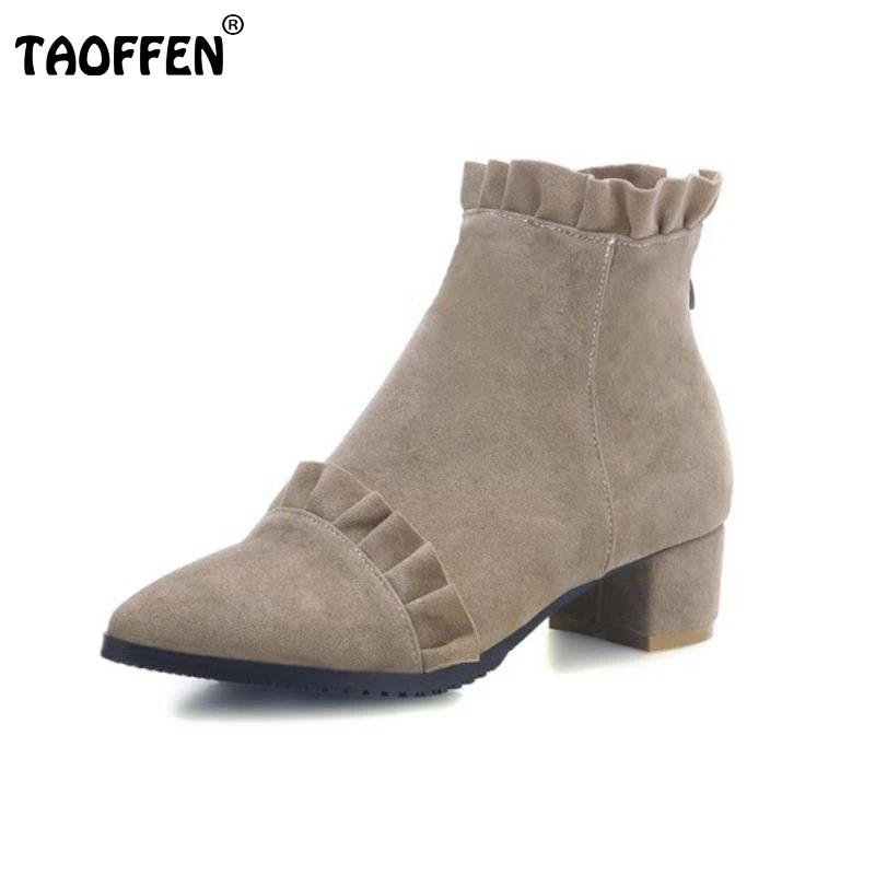 

Size 31-46 Autumn And Winter Short Cylinder Boots With High Heels Boots Shoes Martin Boots Women Ankle Boots Thick Scrub