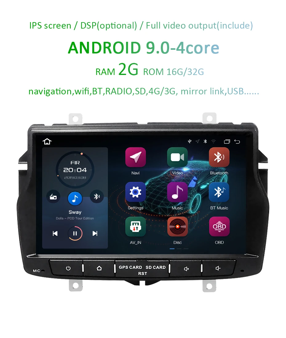 Sale DSP IPS Android 9.0 4G 64G CAR GPS RADIO For Lada Vesta 2015-2018 STEREO NAVIGATION multimedia tape recorder pc NO dvd player 3